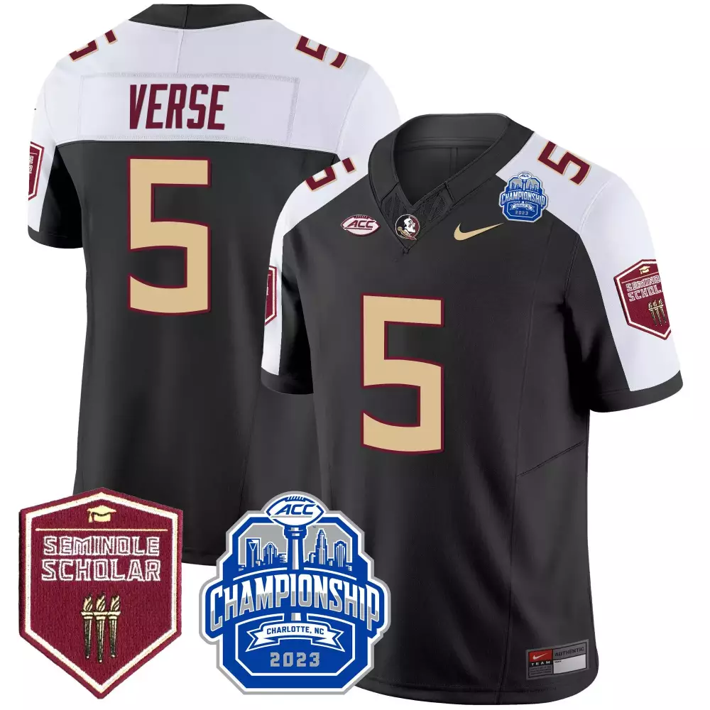 Jared Verse 5 Jersey Black Florida State Seminoles Championship 2023 Seminole Scholar