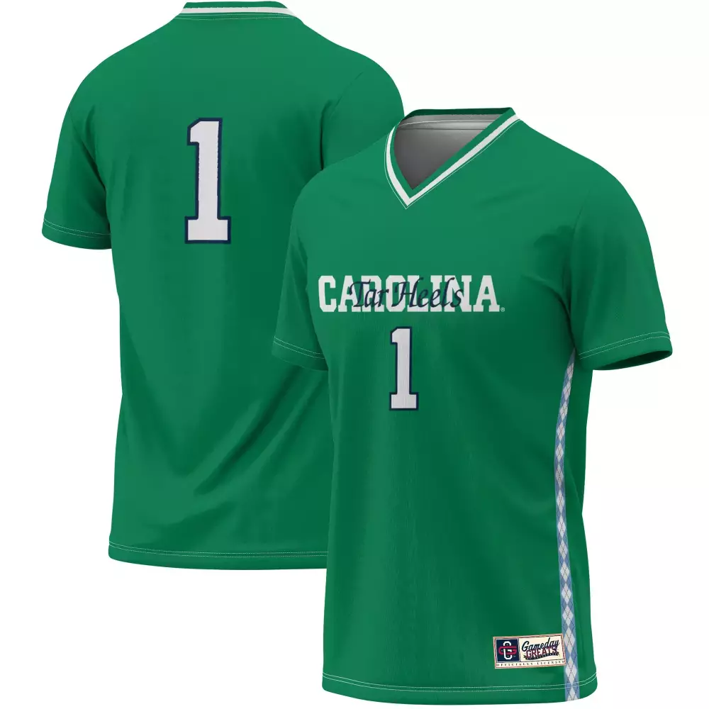 Carolina Tar Heels 1 Jersey Green Gameday Officially Licensed Men White Navy Blue