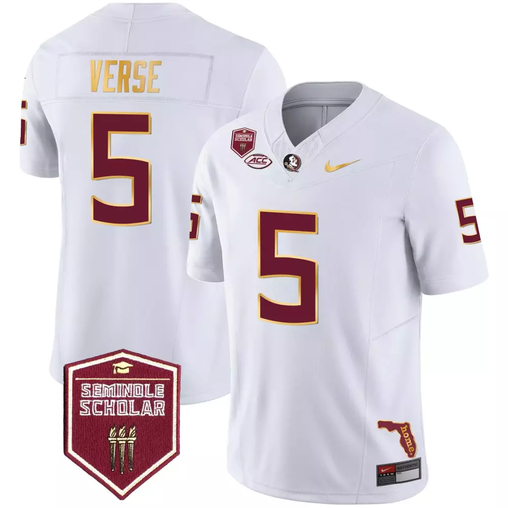 Jared Verse 5 Jersey White Seminole Scholar Florida State Seminoles Men Maroon Gold