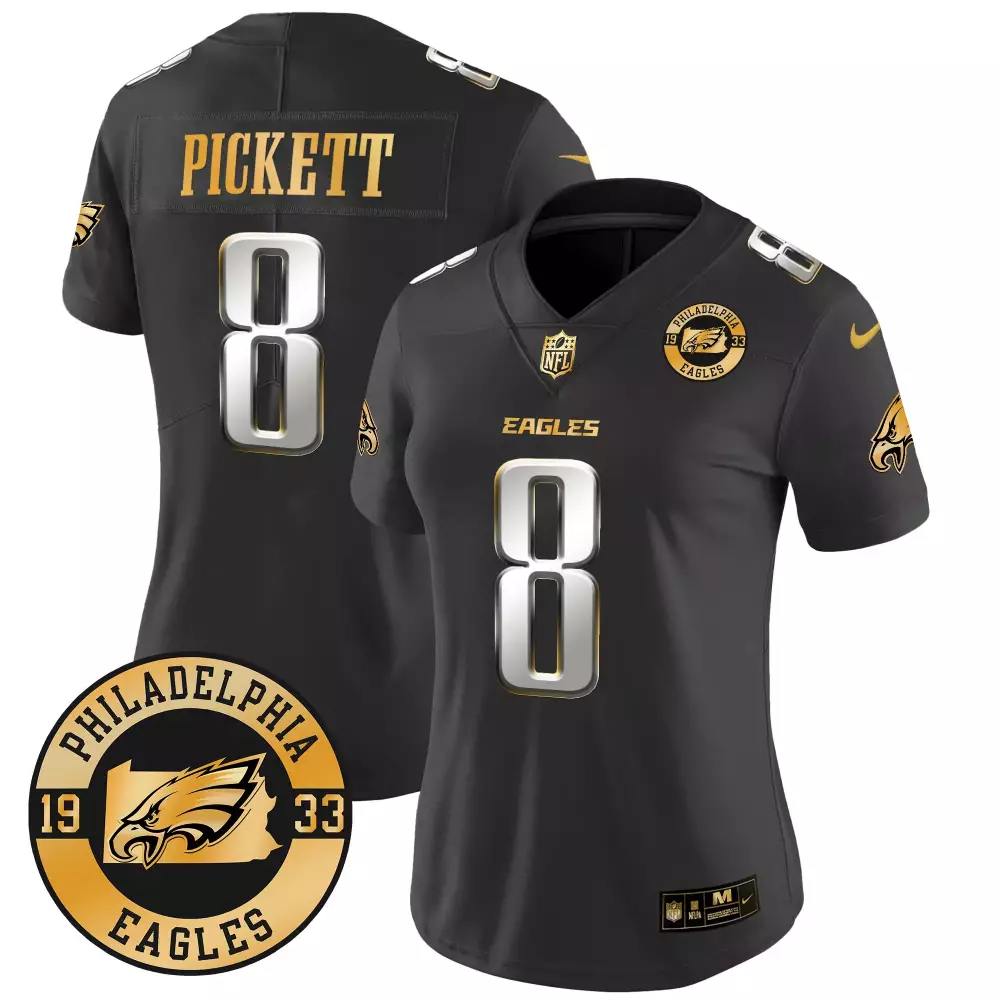 Kenny Pickett 8 Eagles Jersey Black Philadelphia 1933 Men Standard Gold Silver Limited