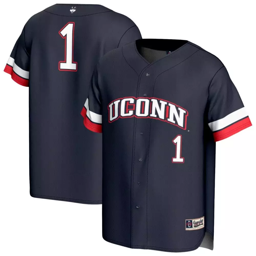 Uconn 1 Huskies Jersey Navy Blue White Red Gameday Unisex Fashion