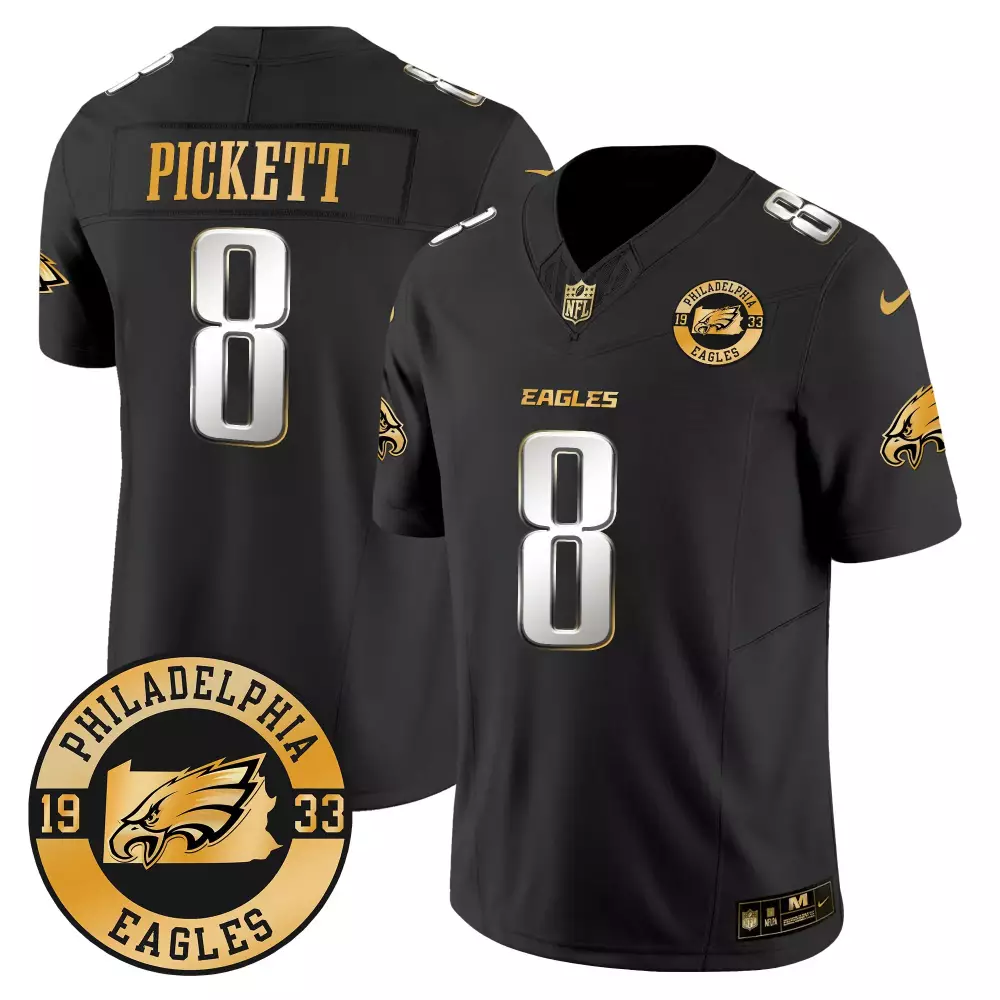 Kenny Pickett 8 Jersey Black 1933 Throwback Philadelphia Eagles Men Gold Silver Limited
