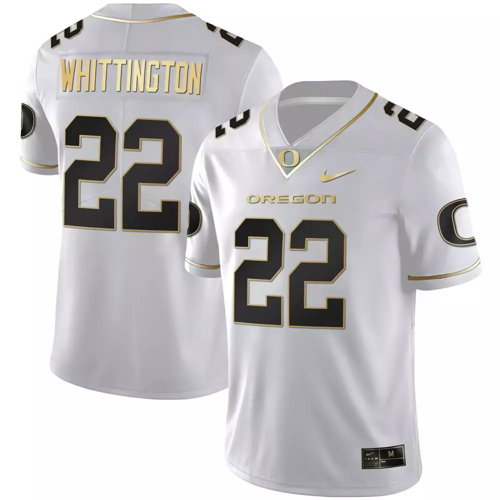 Noah Whittington 22 Oregon Jersey White Men Black Gold Limited Vapor All Stitched