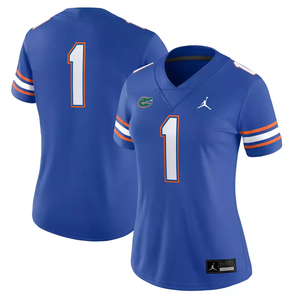 Custom Florida Gators 1 Jersey Blue Women Orange White All Stitched Vapor