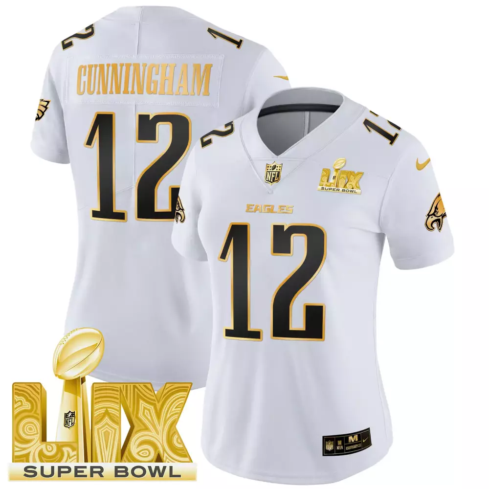 Randall Cunningham 12 Eagles Jersey White Super Bowl Lix Men Game Black Gold Vapor