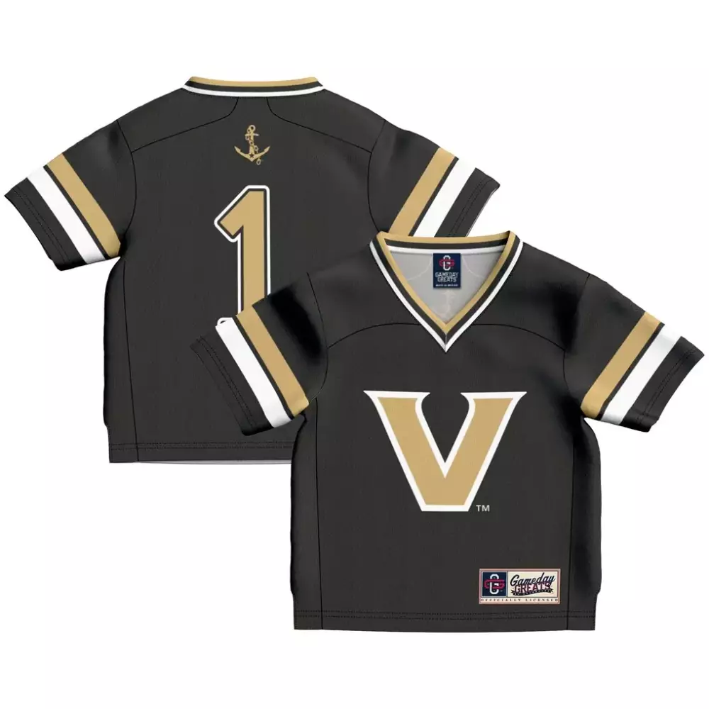 Custom Vanderbilt 1 Jersey Black Anchor Gold White Gameday Fashion