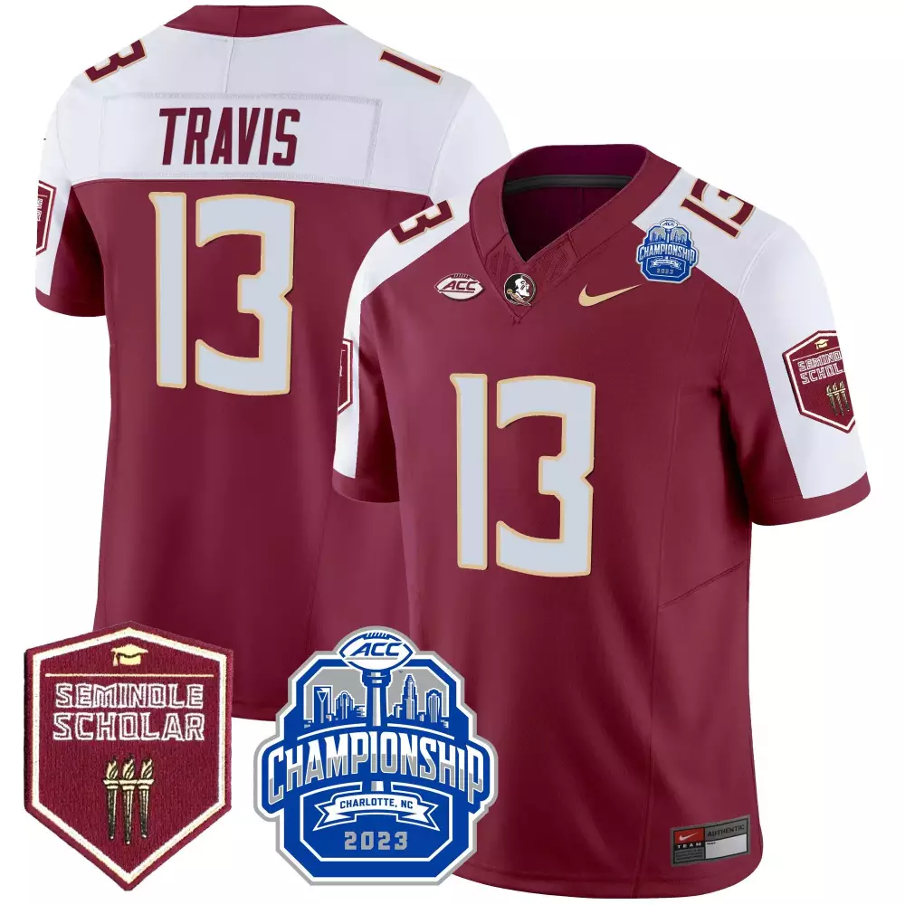 Travis Garnet 13 Jersey Maroon ACC Championship 2023 Florida State Seminoles Charlotte Nc Seminole Scholar