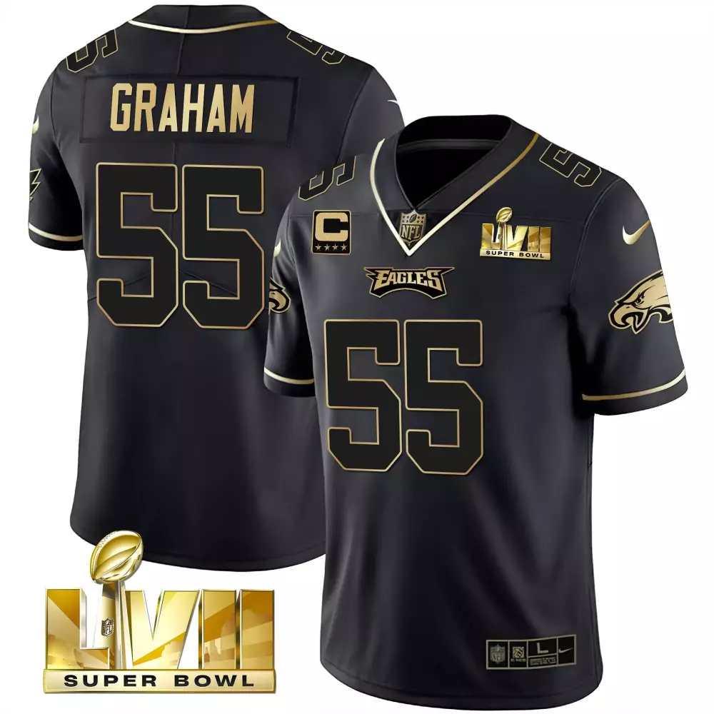Brandon Graham 55 Eagles Jersey Black Super Bowl Lvii Men Player Gold Vapor All Stitched