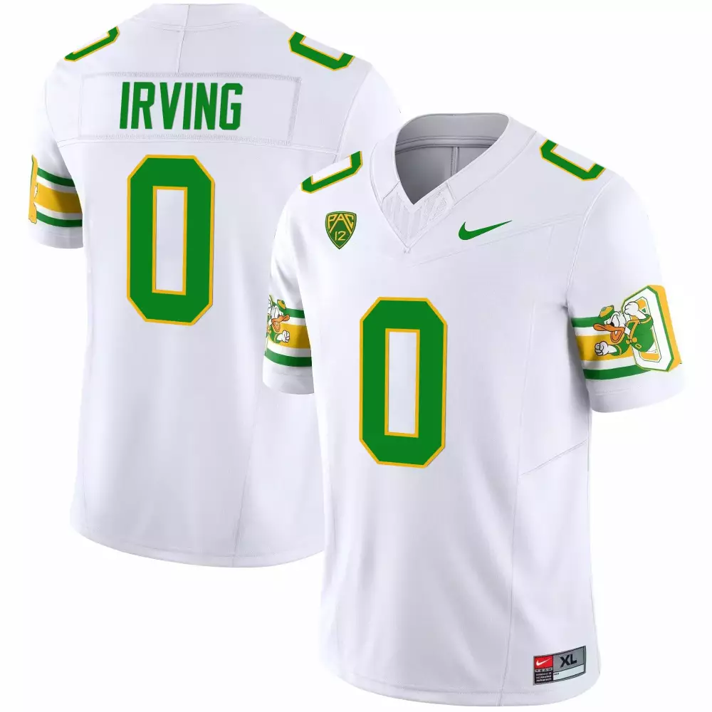 Markeise Irving Oregon Ducks Jersey White Football Men Green Yellow Throwback v3