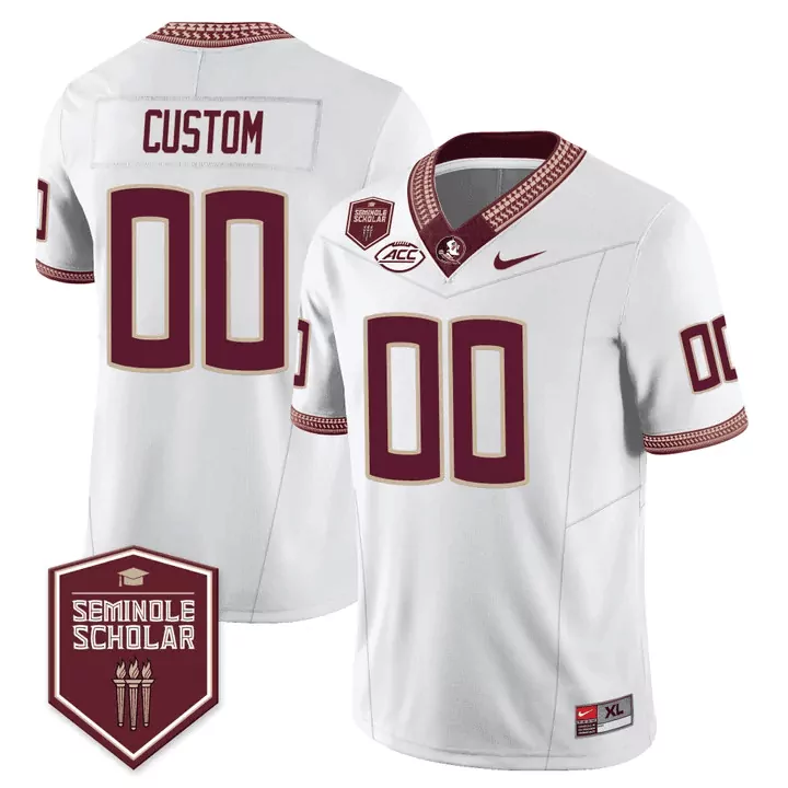 Custom Florida State Seminoles Jersey White Seminole Scholar University Men Maroon
