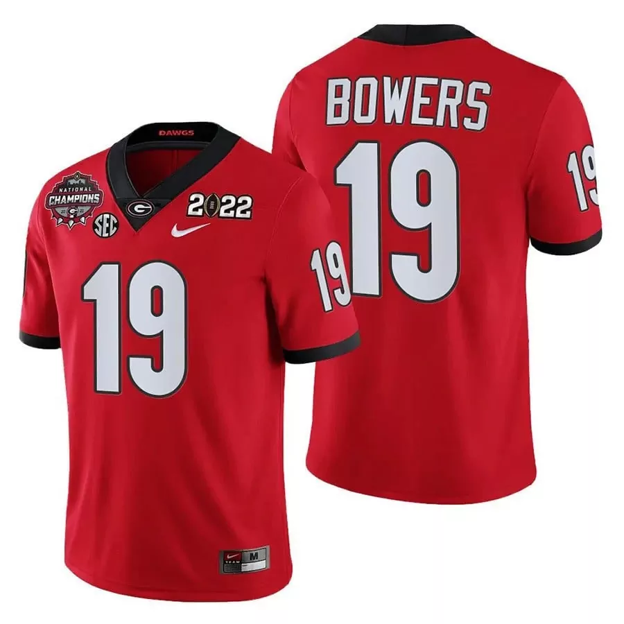 Brock Bowers 19 Georgia Bulldogs Jersey Red 2022 Men Black White All Stitched