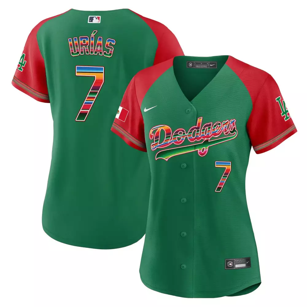 Julio Urias 7 Dodgers Jersey Green City Connect Mexico Flag Men Alternate Split Design