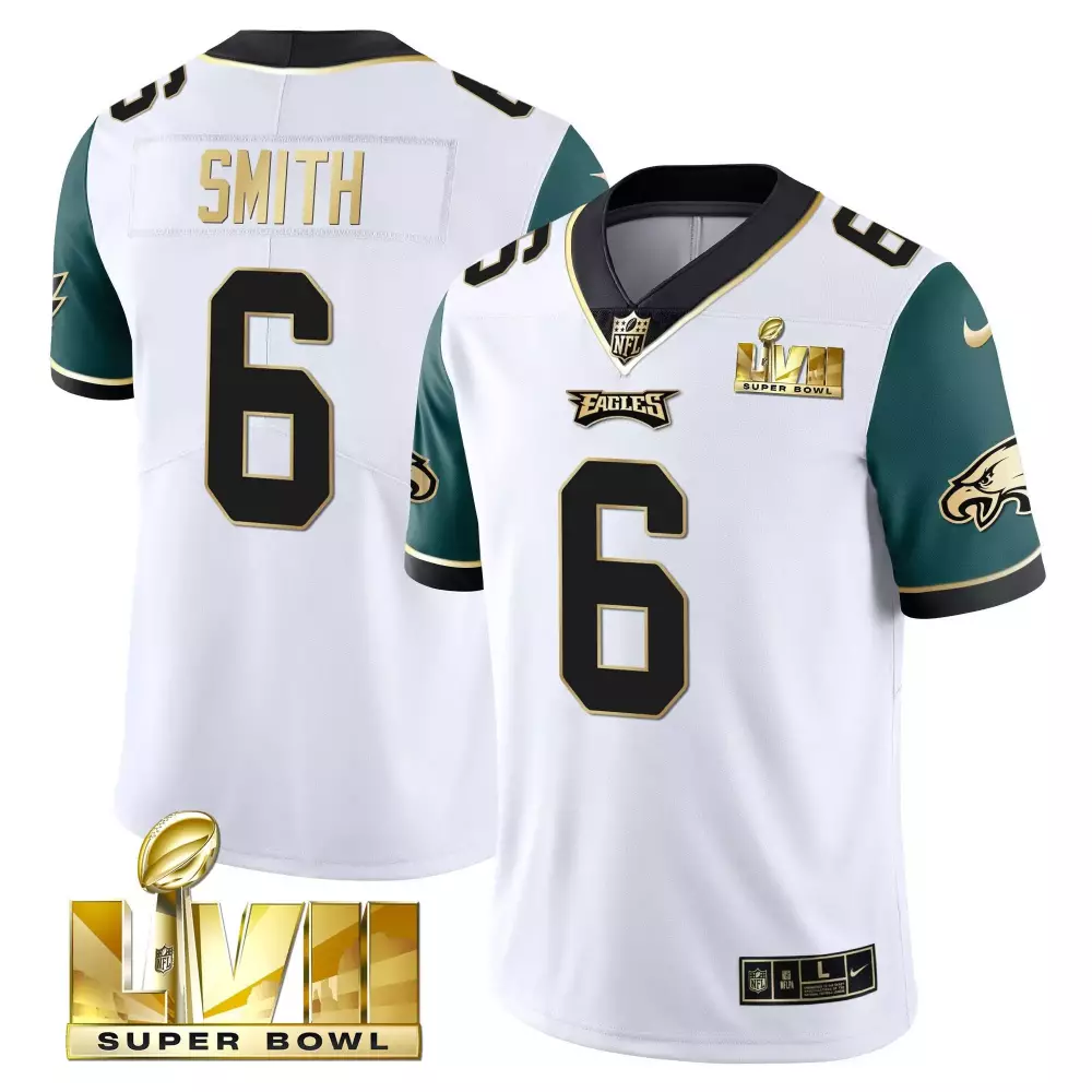 Devonta Smith 6 Eagles Jersey White Super Bowl Lvii Men Player Alternate Green Black