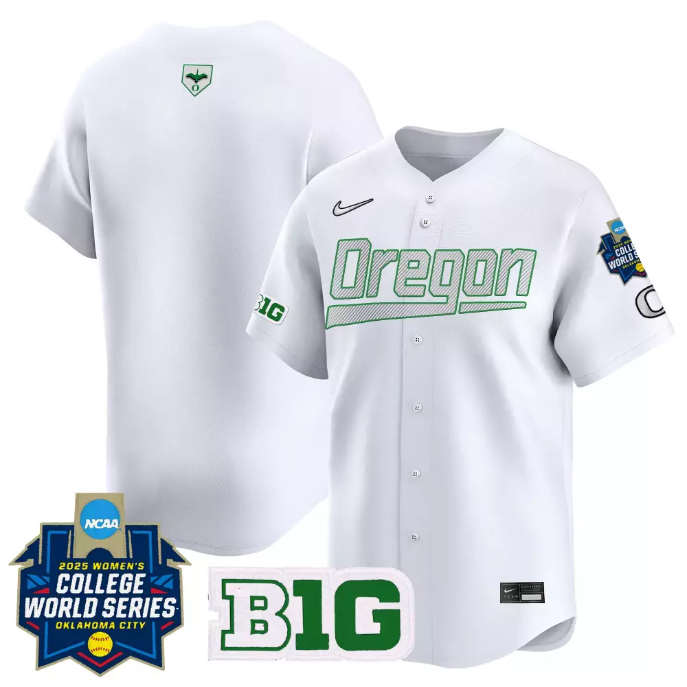 College Oregon Ducks Jersey White 2025 Women's World Series Big 10 Women Green Vapor