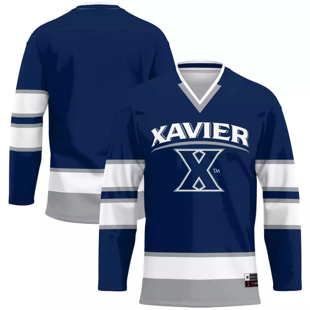 Xavier Musketeers Jersey Navy Blue White Gray Gameday