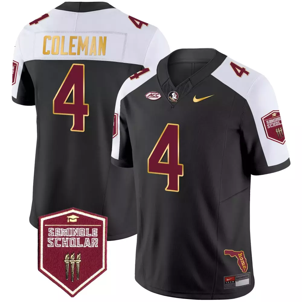 Keon Coleman 4 Jersey Black Home Florida State Seminoles Seminole Scholar Men White