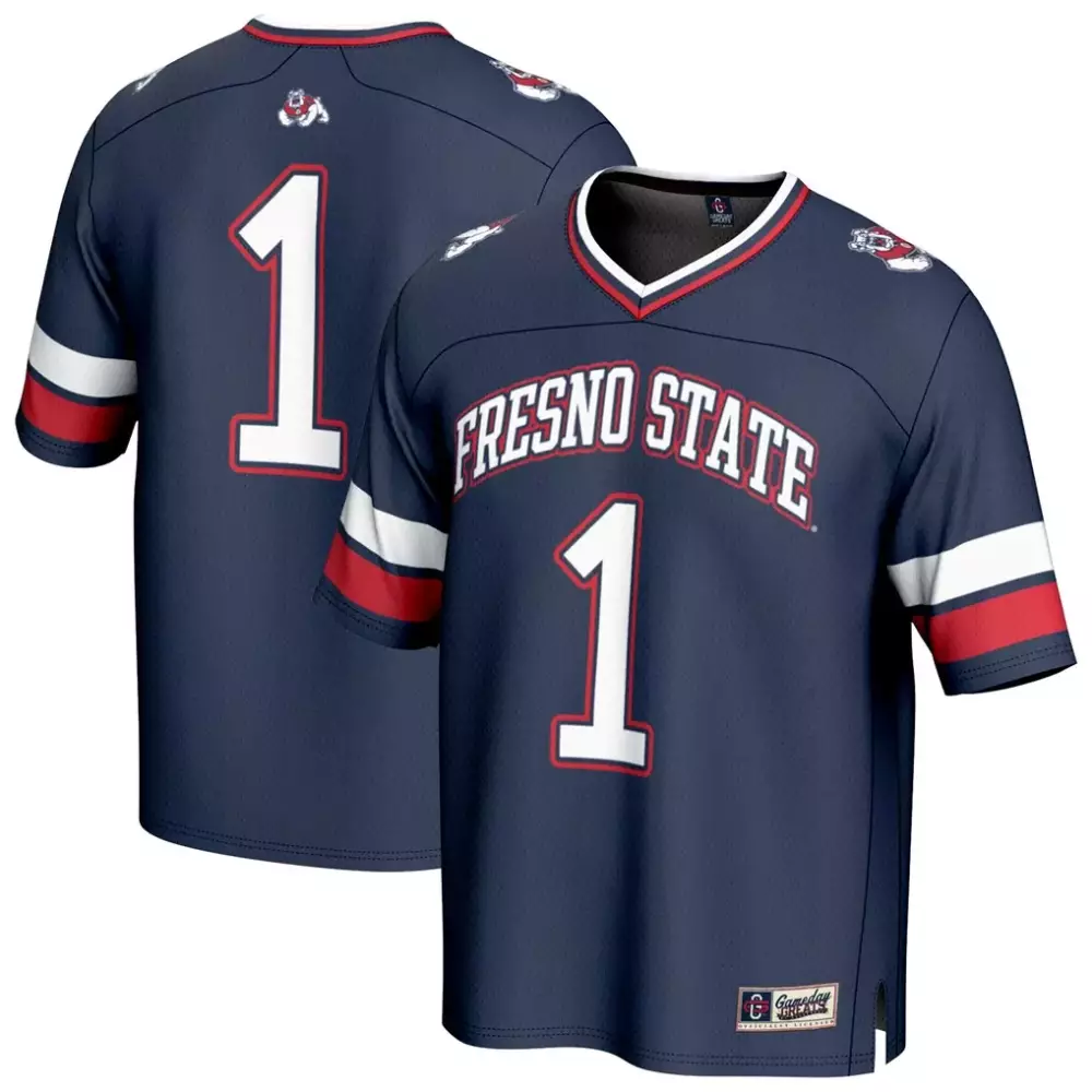 Custom Fresno State 1 Jersey Navy White Red Gameday Unisex Fashion