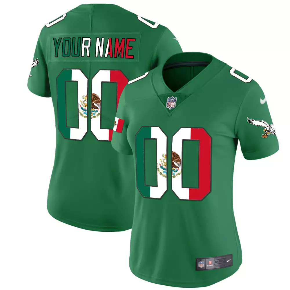 Custom Mexico National Team Jersey Green Women Split Design White Red All Stitched