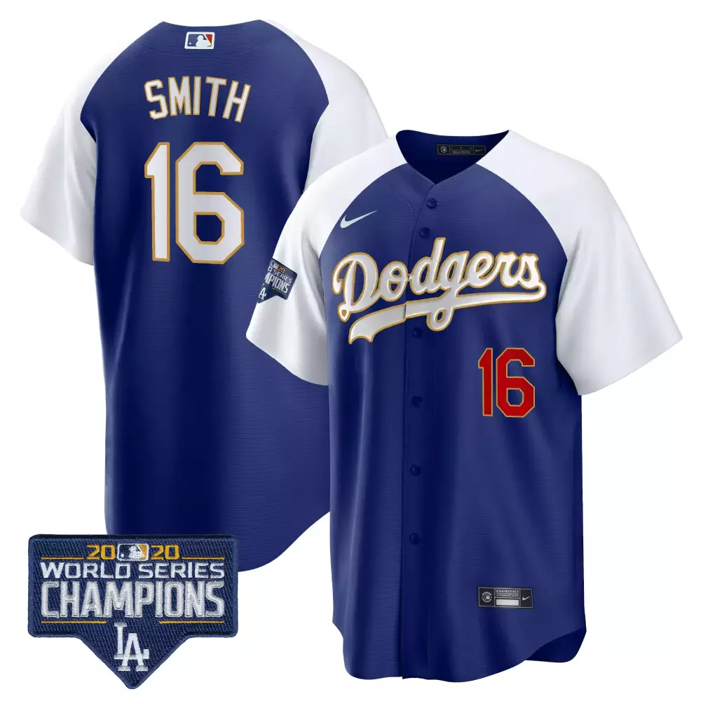 Will Smith 16 Dodgers Jersey Blue 2020 World Series Champions Men White Alternate