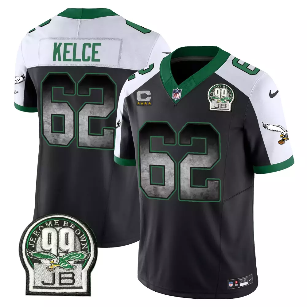 Jason Kelce 62 Jersey Black Jerome Brown Philadelphia Eagles 99 Jb 2023 Men Alternate