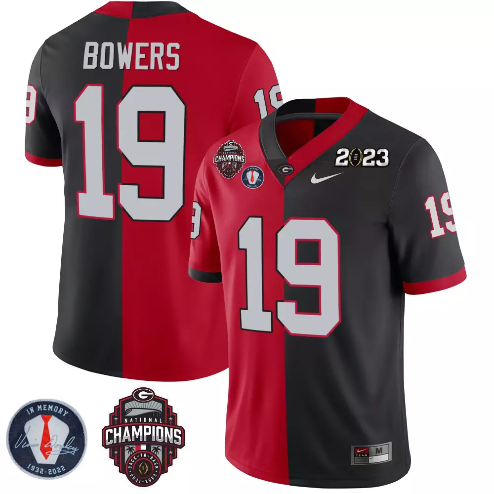 Brock Bowers 19 Georgia Bulldogs Jersey Red National Champions Championship 2021-2022 Vince Dooley Memorial 2023