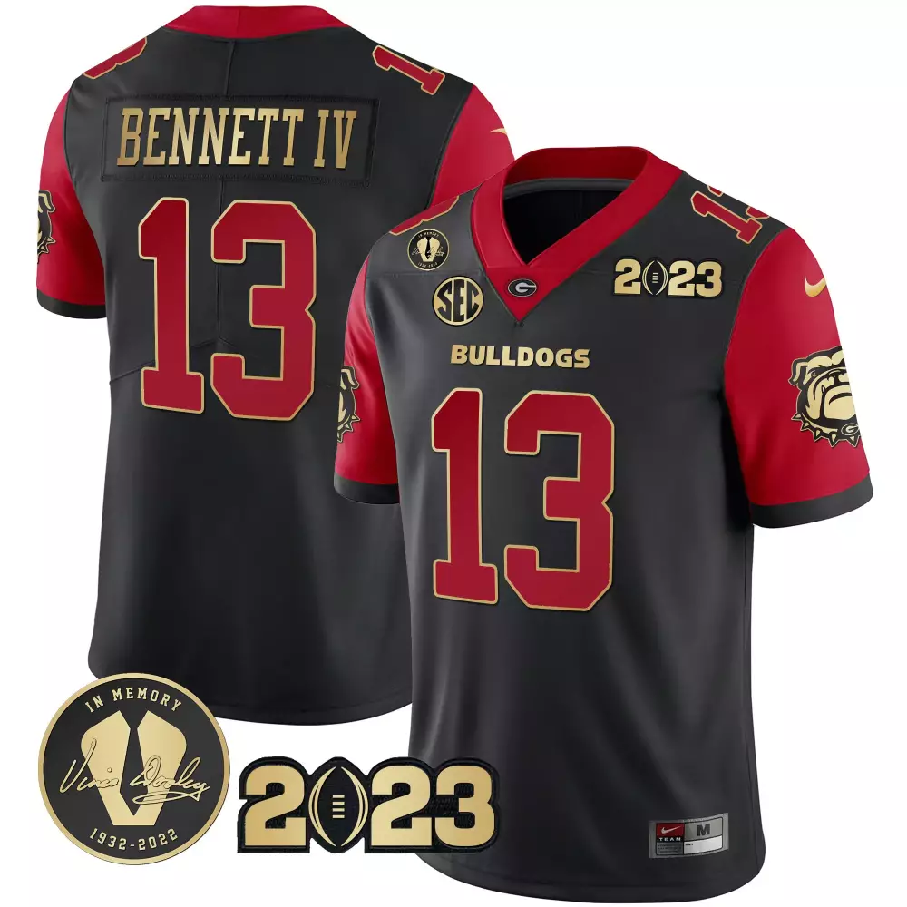 Bennett Iv 13 Georgia Bulldogs Jersey Black In Memory Of Vince Dooley Men Red Gold