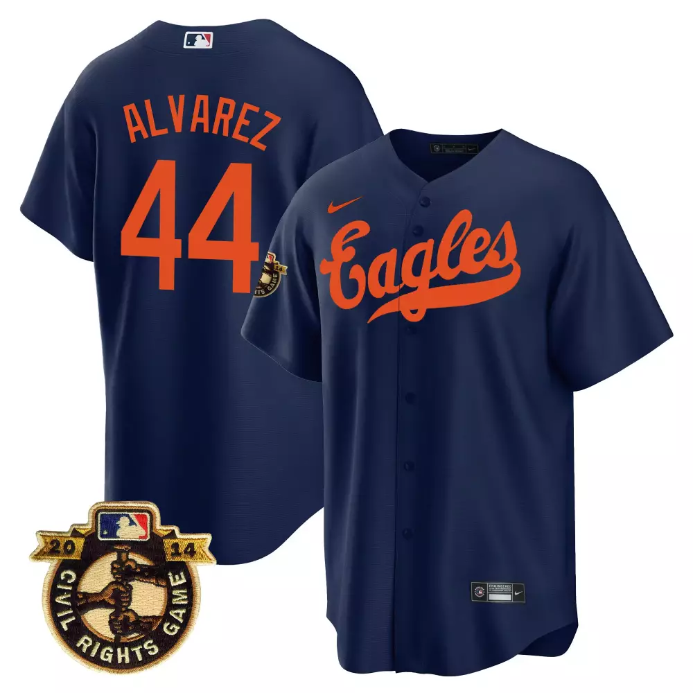 Alvarez 44 Eagles Jersey Navy Civil Rights Game 2014 Men Orange All Stitched