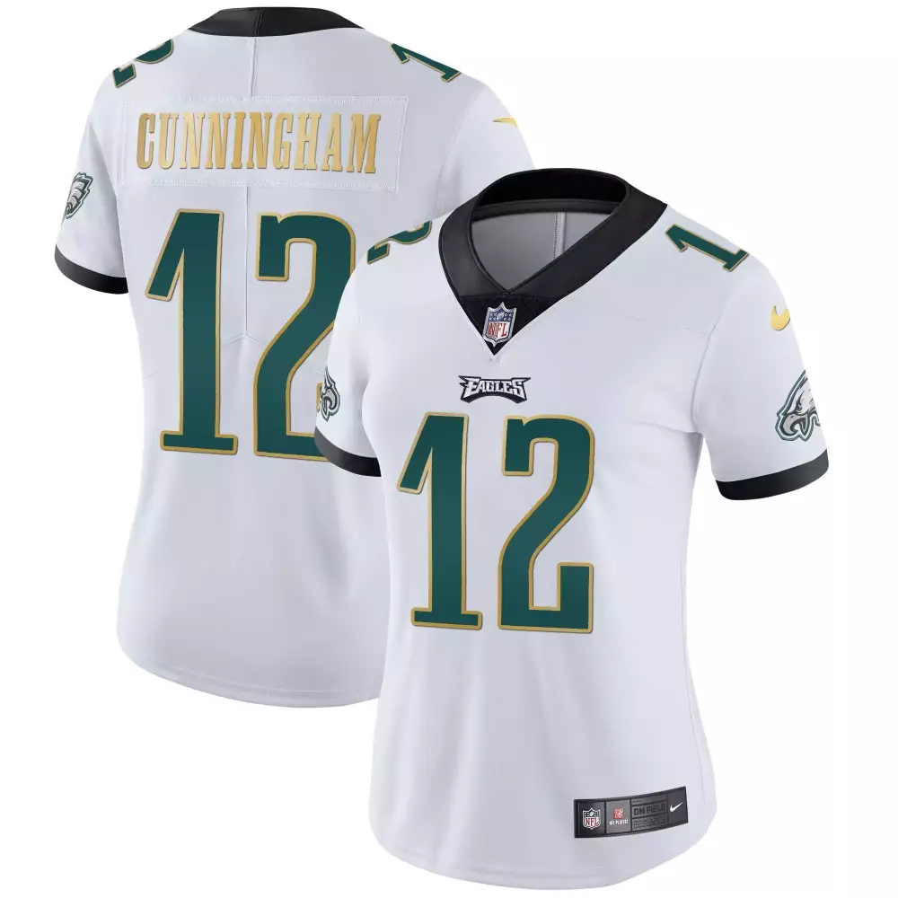 Randall Cunningham 12 Eagles Jersey White Women Green Gold Vapor All Stitched