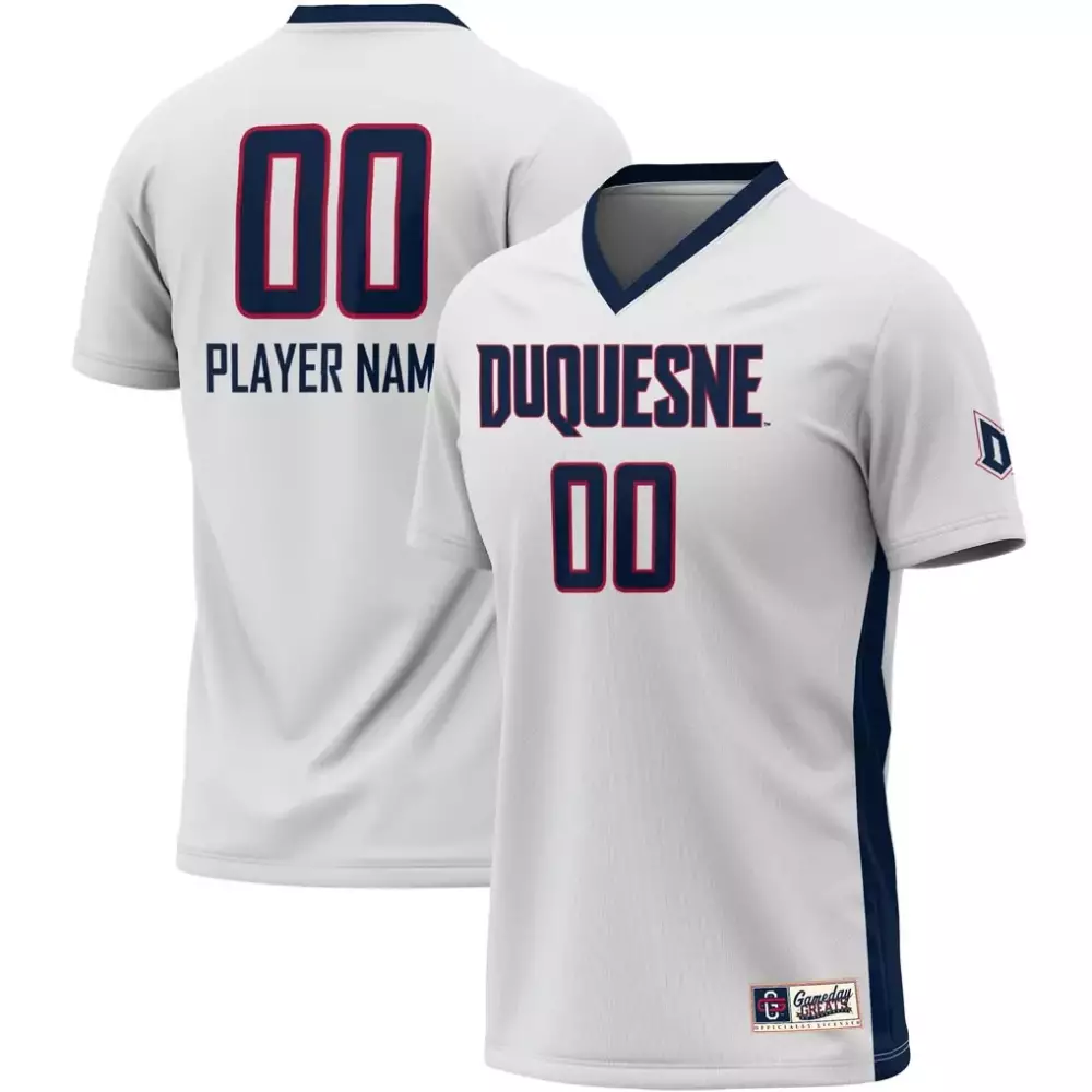 Duquesne Jersey White Navy Blue Red Gameday Unisex