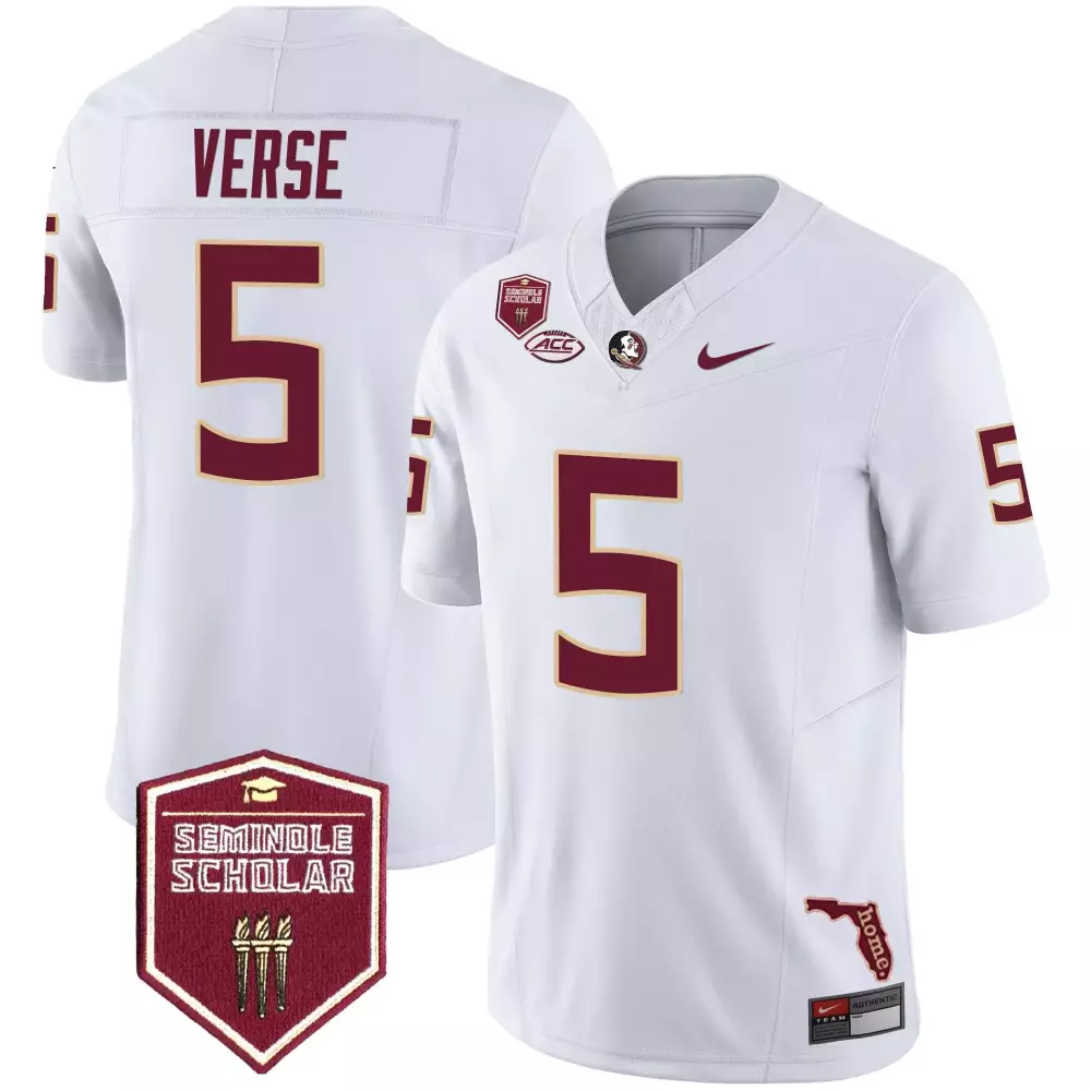 Jared Verse 5 Jersey White Florida State Seminoles Seminole Scholar Men Maroon Vapor