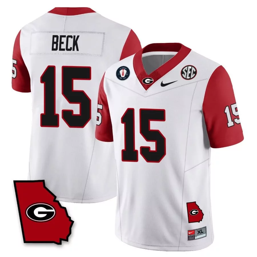 Carson Beck 15 Georgia Bulldogs Jersey White Ncaa Championship Men Red Black All