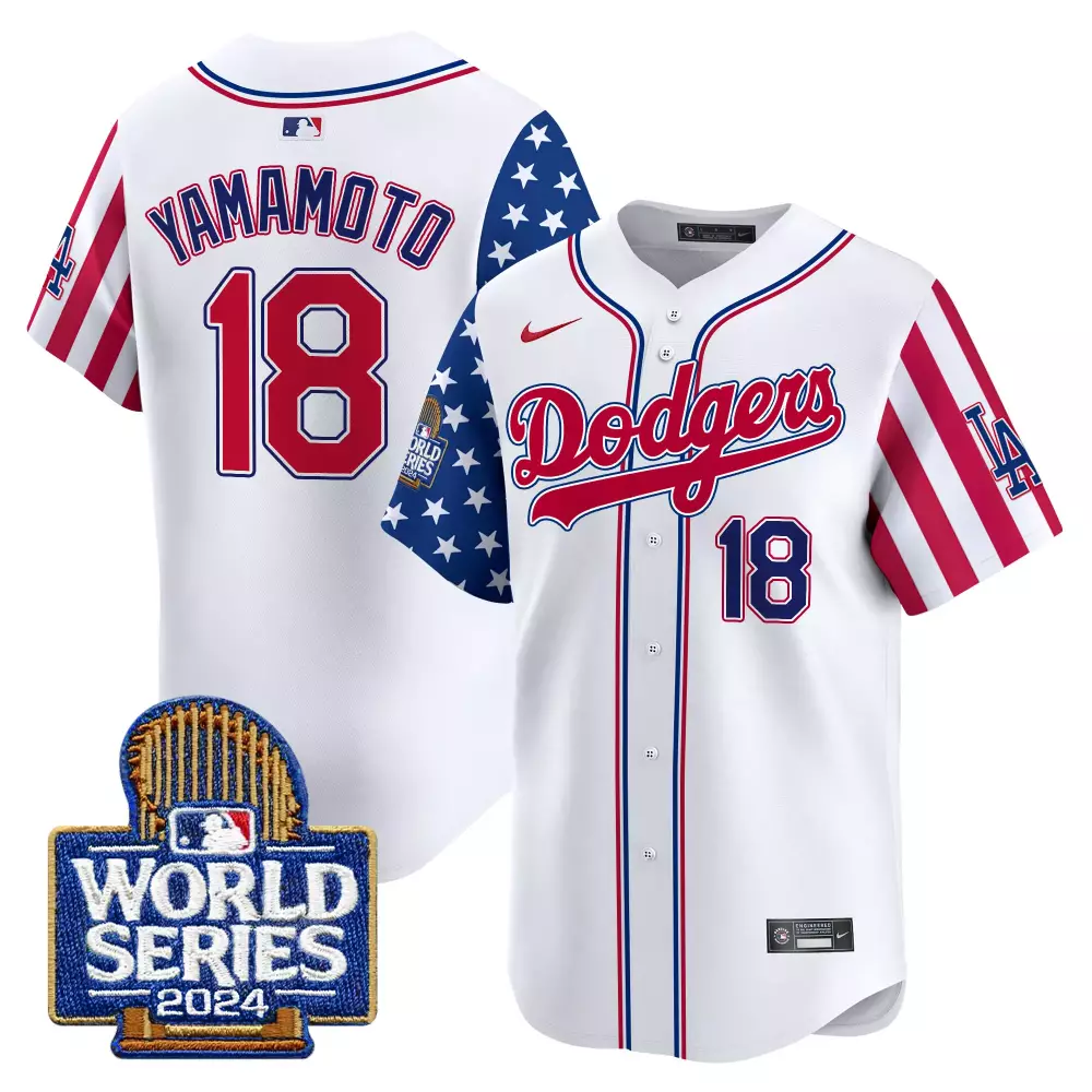 Make American 18 Jersey White Los Angeles Dodgers World Series 2024 Men Alternate