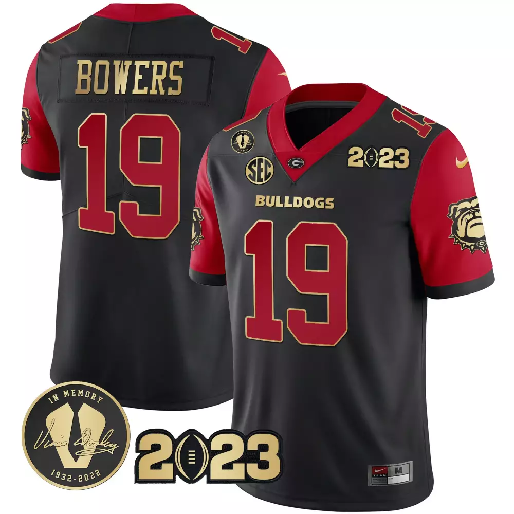 Bowers Bulldogs 19 Jersey Black In Memory Vince Dooley Georgia 1932-2022 Men Red