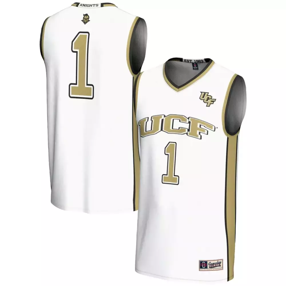 Custom Ucf 1 Jersey White Gameday Gold Black Unisex
