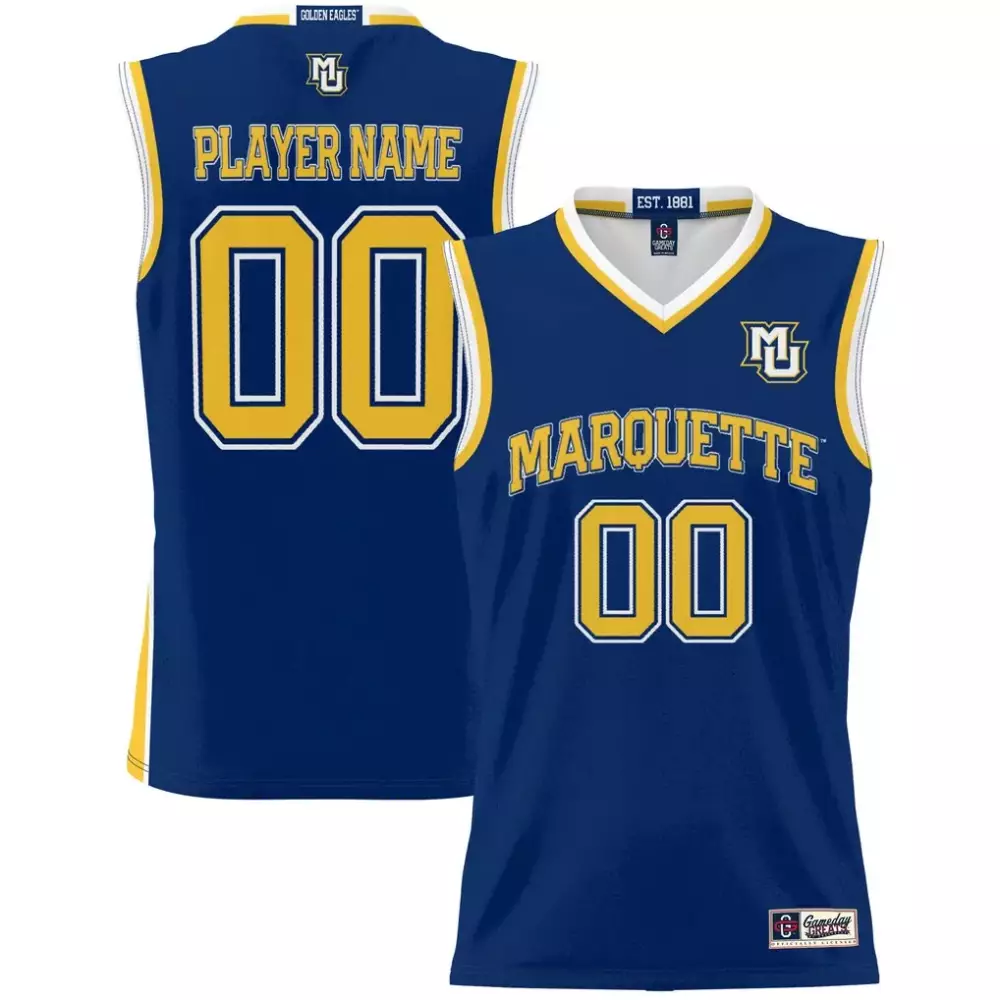 Marquette Golden Eagles Jersey Blue Men Yellow White Gameday Unisex