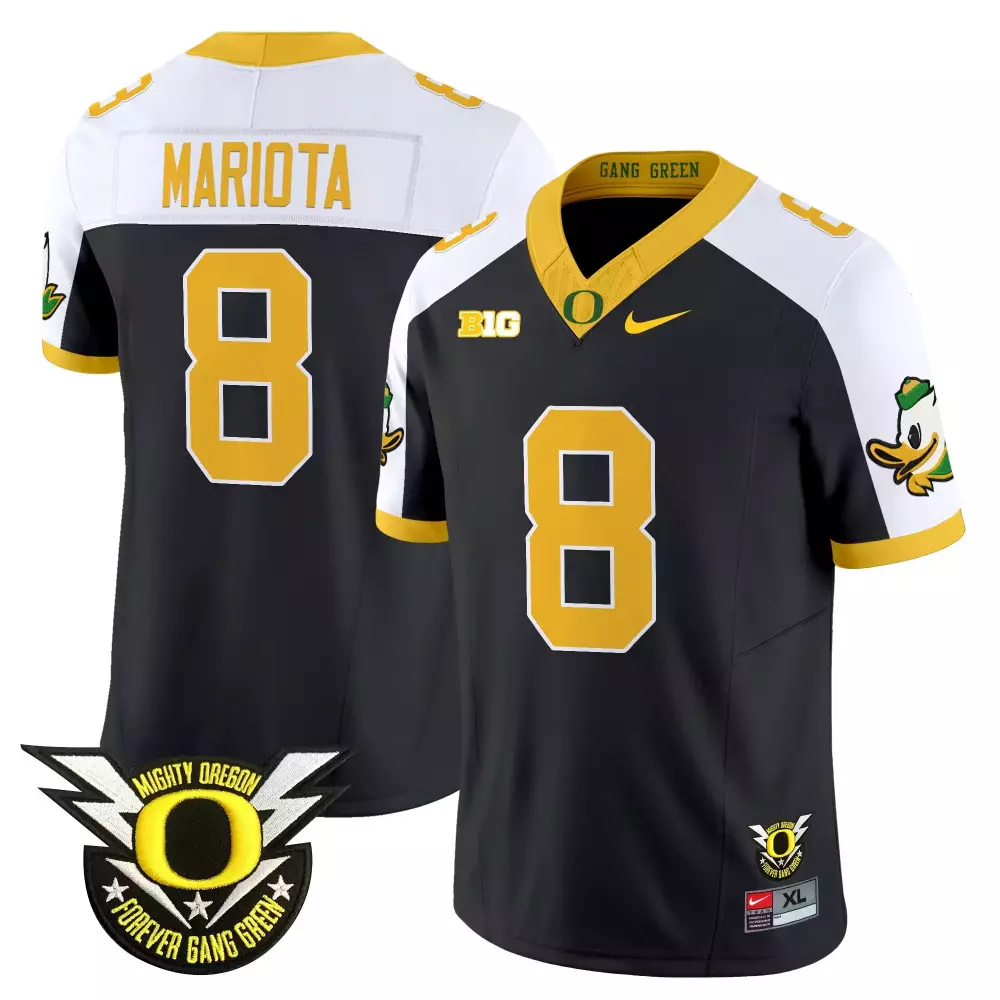 Marcus Mariota 8 Oregon Ducks Jersey Black Gang Green Mighty Forever Men Yellow White