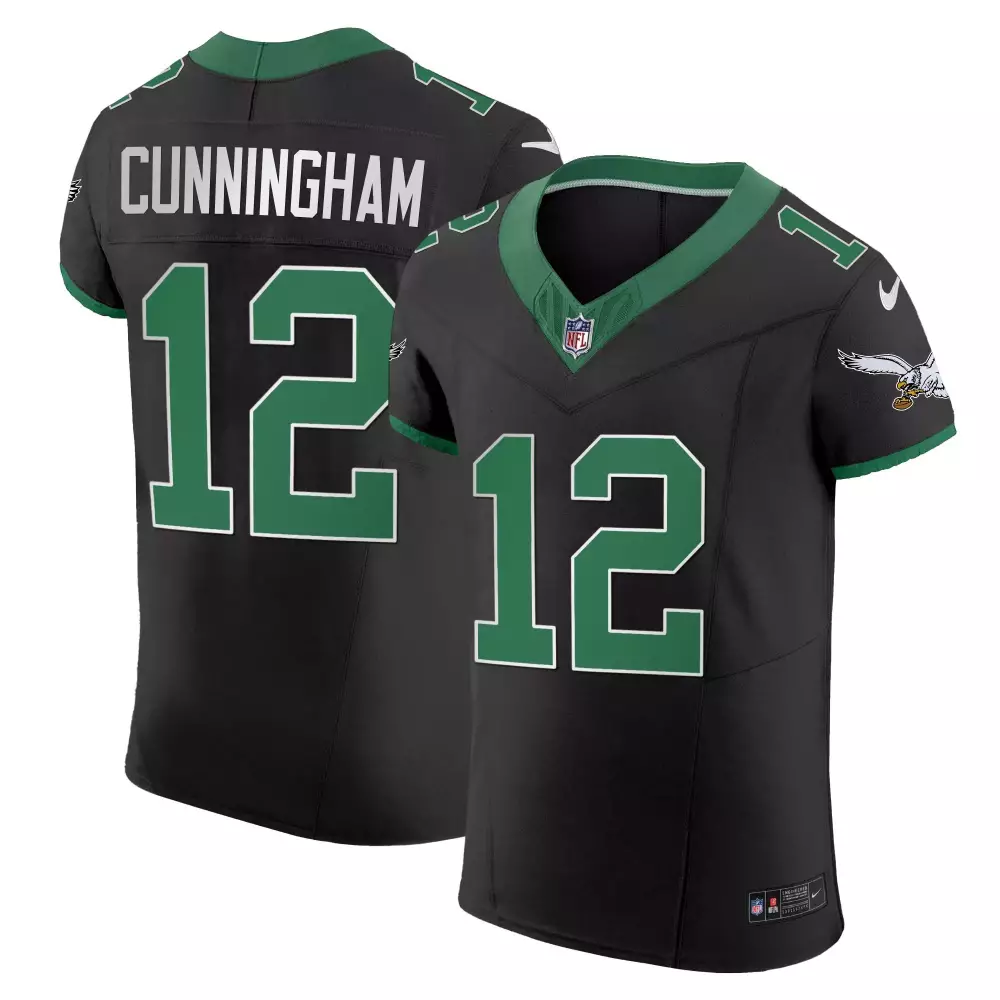 Randall Cunningham 12 Jersey Black Philadelphia Eagles Men Replica Alternate Green