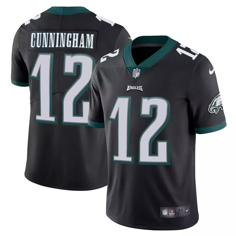 Randall Cunningham 12 Eagles Jersey Black Men Standard White Green Vapor All Stitched