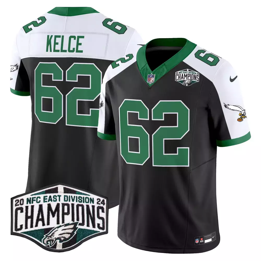 Jason Kelce 62 Eagles Jersey Black 2020 NFC East Division Champions Men Alternate