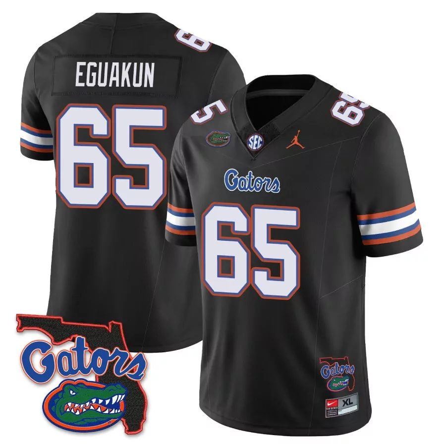 Eguakun Gators 65 Jersey Black Men Orange White Blue All Stitched Vapor