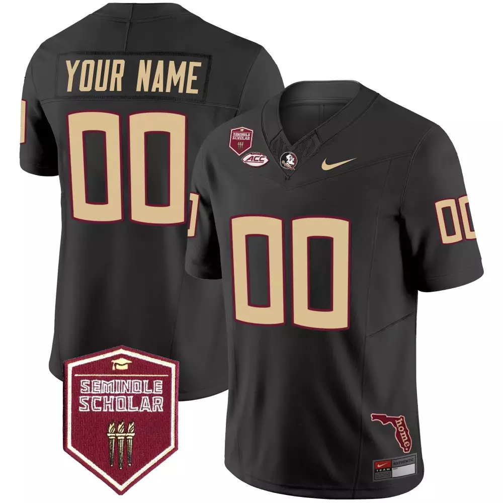 Custom Florida State Seminoles Jersey Black Seminole Scholar Men Gold Maroon Vapor