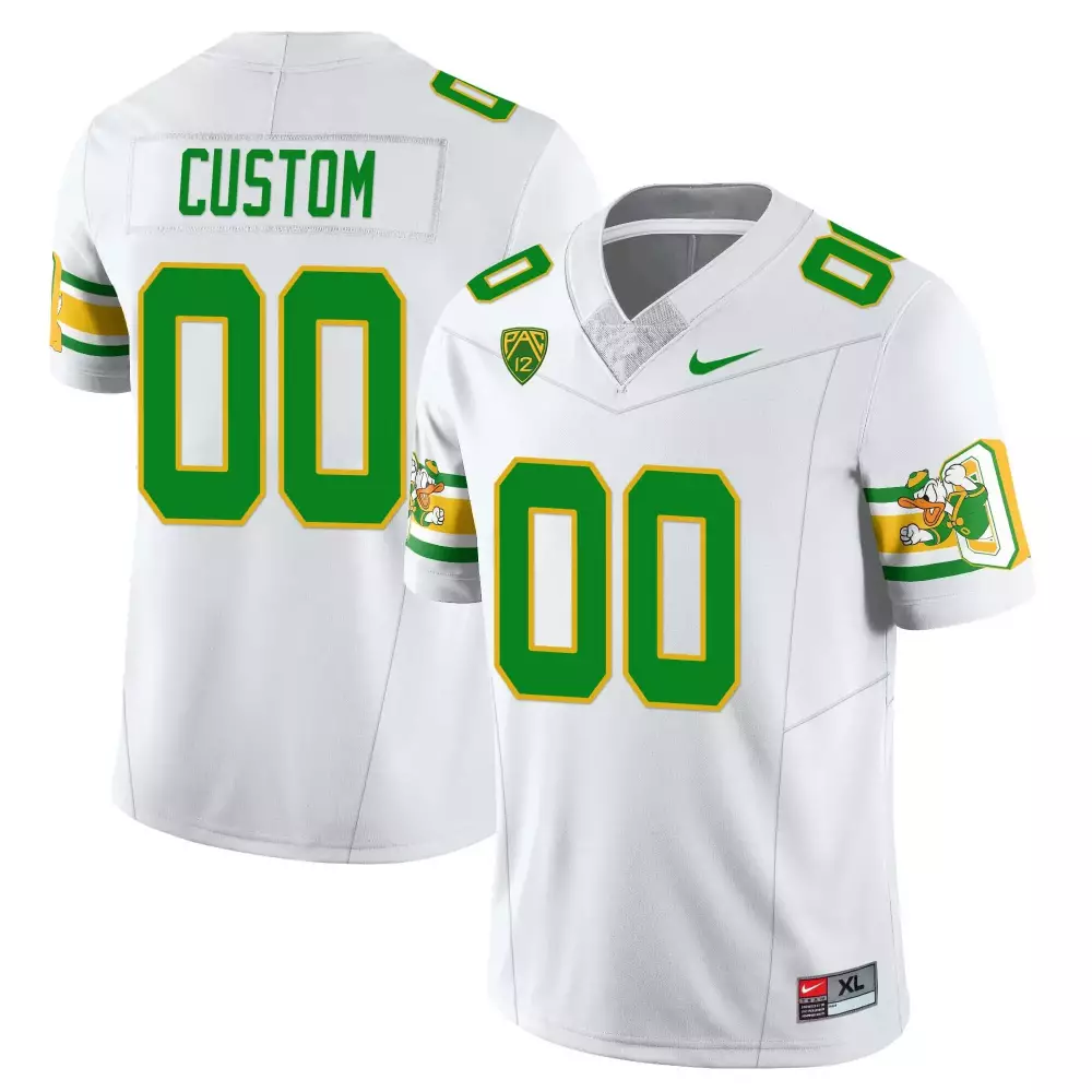 Custom Oregon Ducks Jersey White Men Green Yellow All Stitched Vapor