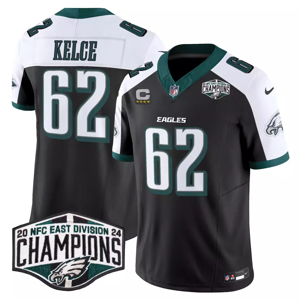 Jason Kelce 62 Eagles Jersey Black Men Alternate White Green Vapor Limited All Stitched