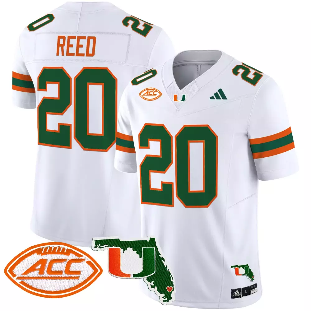 Reed 20 Miami Hurricanes Jersey White Men Orange Green Vapor Stitched