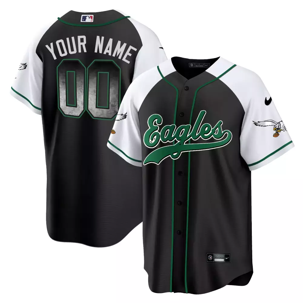 Custom Eagles Jersey Black Men White Green All Stitched Vapor