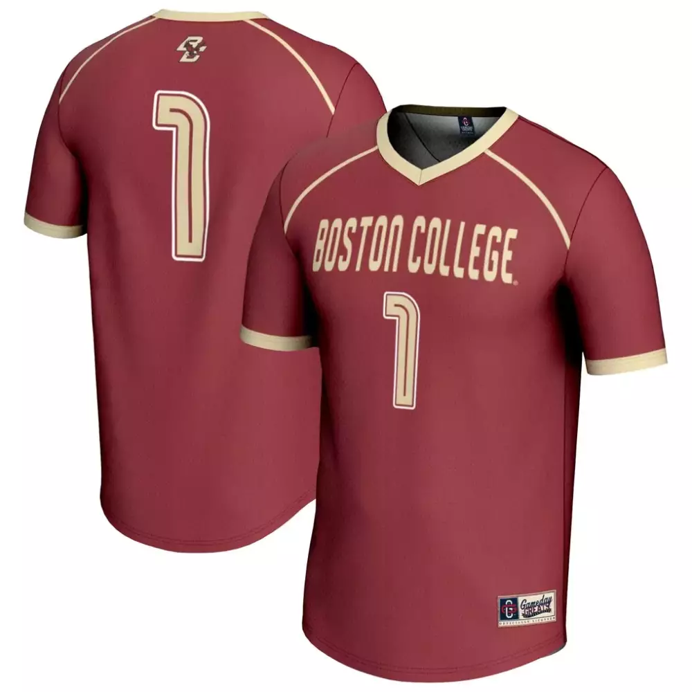 Boston College 1 Jersey Maroon Gameday Greats Gold Unisex Fashion