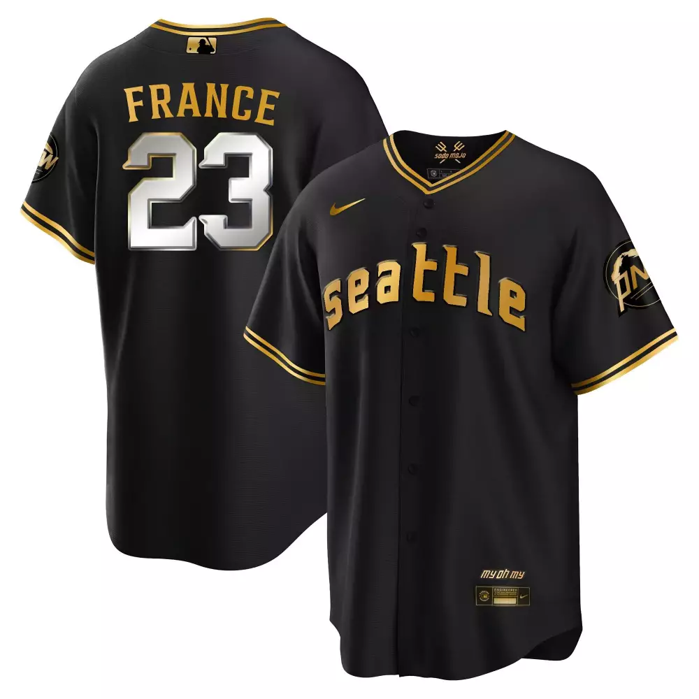 Ty France 23 Seattle Mariners Jersey Black Sodo Mojo Men Gold Cool All Stitched