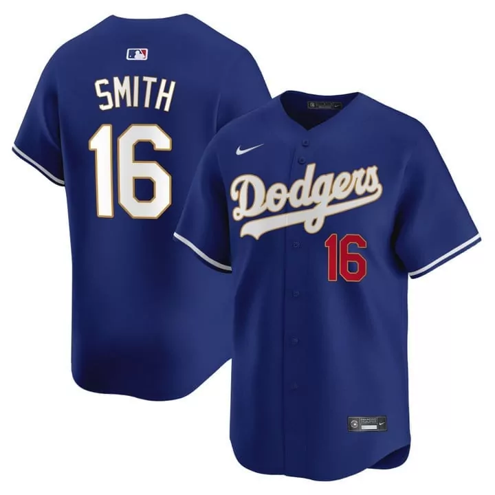 Will Smith 16 Dodgers Jersey Blue Men White Red Vapor Premier Limited