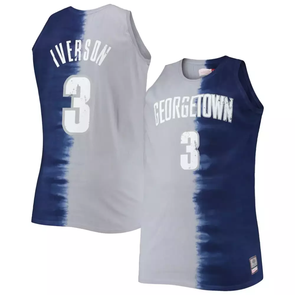 Allen Iverson 3 Georgetown Jersey Navy Men Split Design Gray