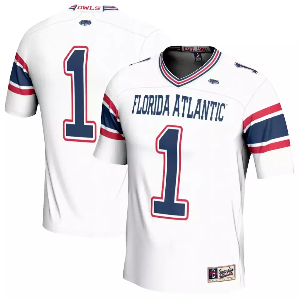 Florida Atlantic 1 Jersey White Blue Red Gameday Unisex